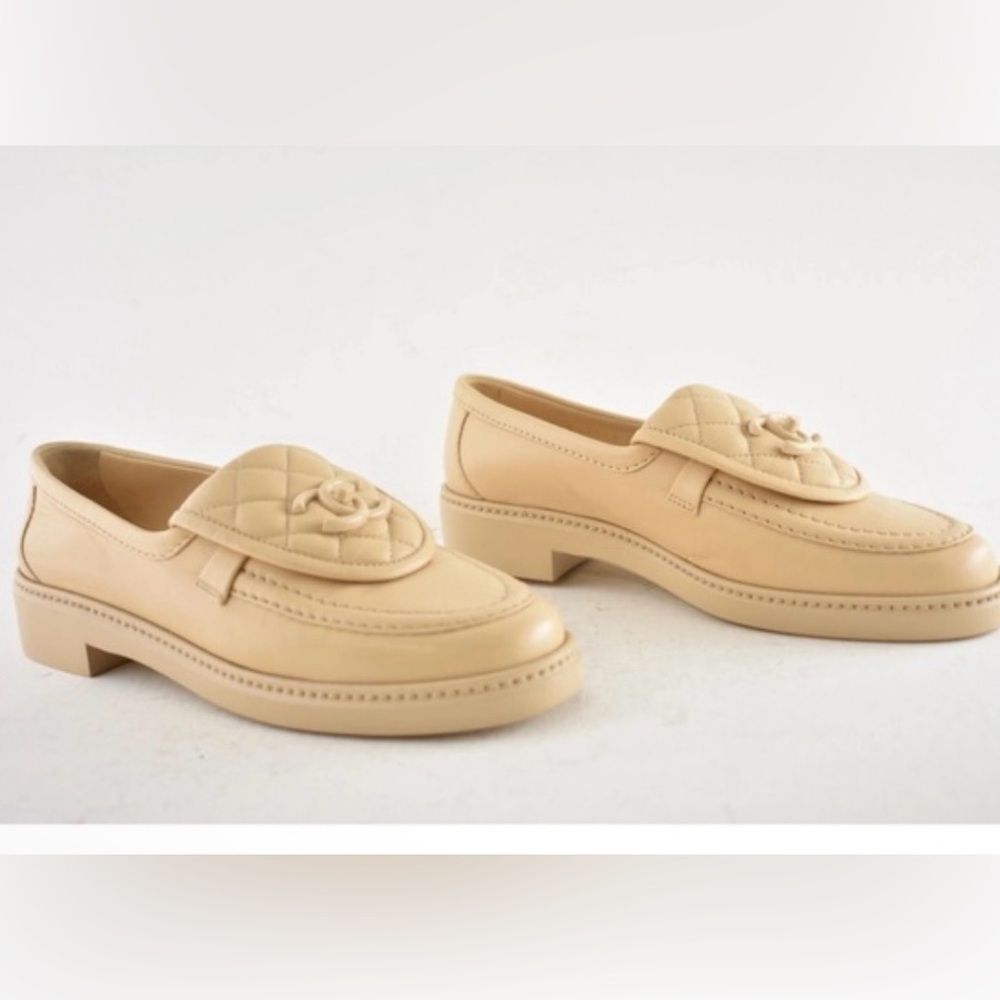 Chanel Beige Moccasin Loafers BNWT 36.5
